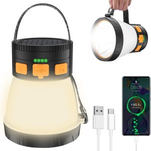 LED Camping Lantern, 1500 Lumens Camping Lantern Rechargeable with Solar Panel Charging, Waterproof, 8 Light Modes, 7500mAh Power Bank, Camping Flashlight for Hurricane Emergency, Hiking, Outdoor