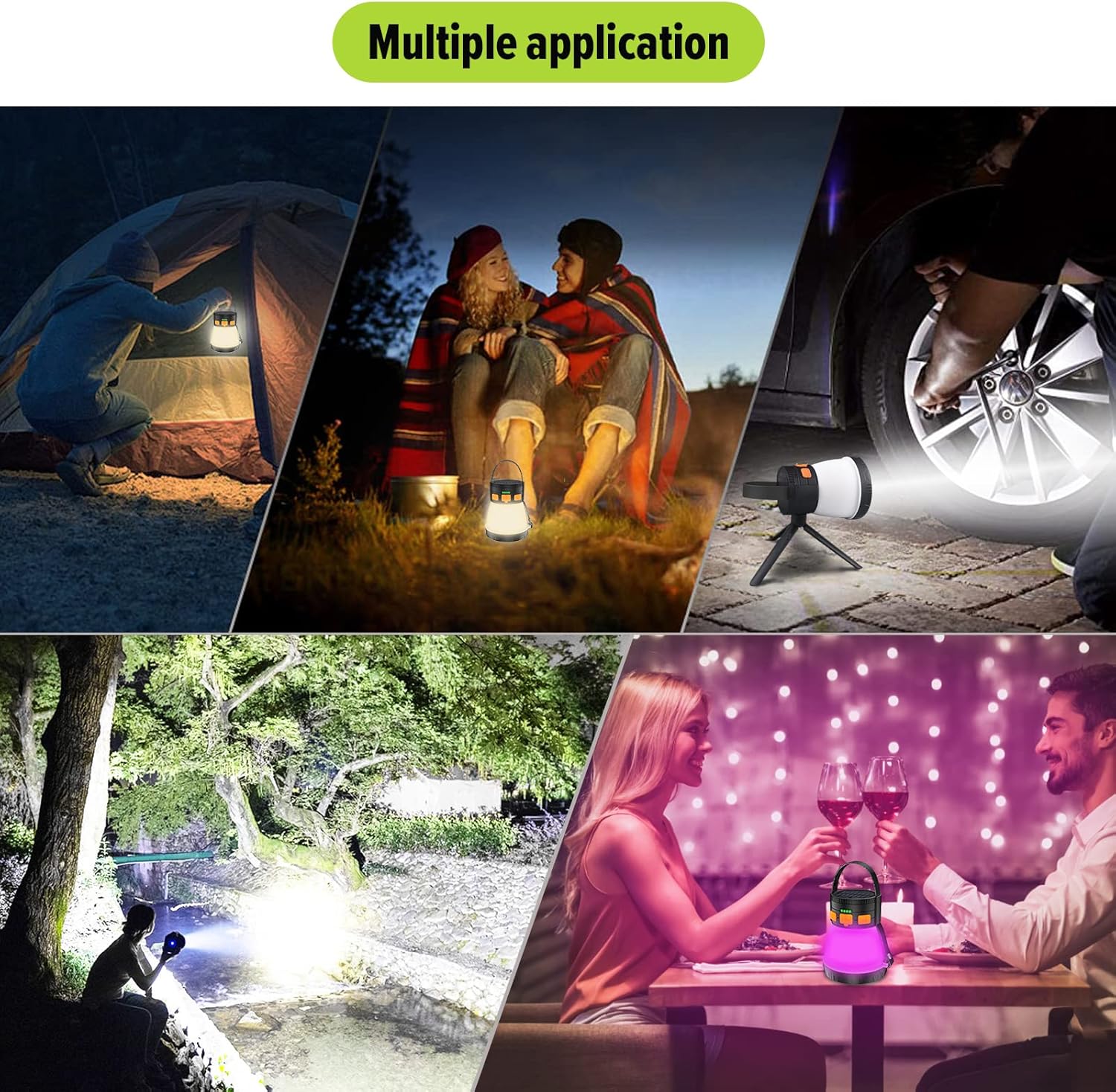 LED Camping Lantern, 1500 Lumens Camping Lantern Rechargeable with Solar Panel Charging, Waterproof, 8 Light Modes, 7500mAh Power Bank, Camping Flashlight for Hurricane Emergency, Hiking, Outdoor - Image 8